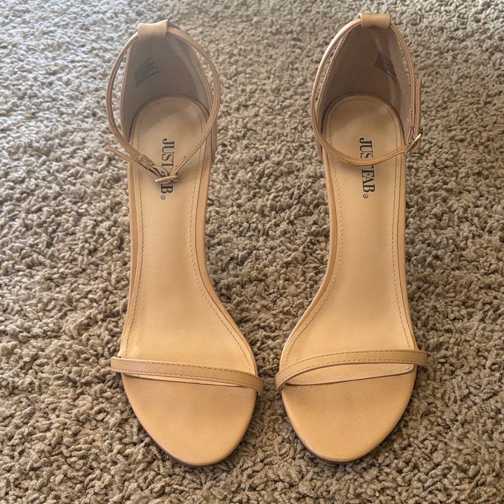 JustFab Nude Heeled Sandals